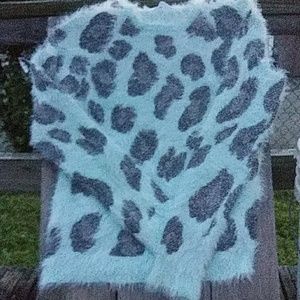 Mint green and gray animal print